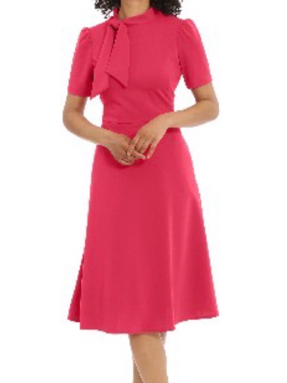 Maggy London Fuchsia Tie-Neck Midi Dress